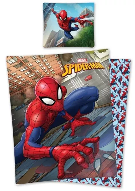 Pościel bawełniana 160x200 Spider Man Człowiek pająk na oknie budynki 7443