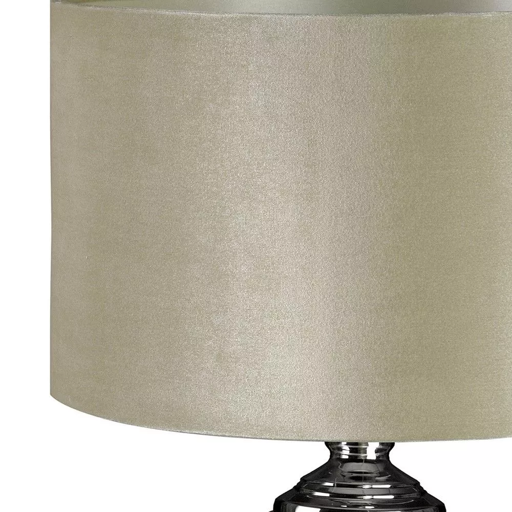 Lampa stołowa Jessie 38x58 beżowa na kulistej podstawie z abażurem z welwetu dekoracyjna do salonu sypialni biura