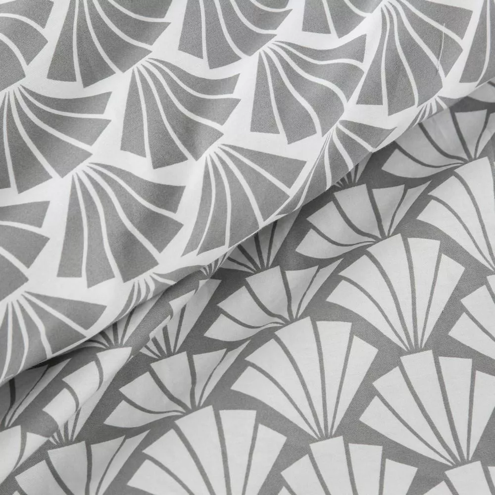 Pościel satynowa 220x200 Rosette geometryczna biała szara dwustronna Eurofirany