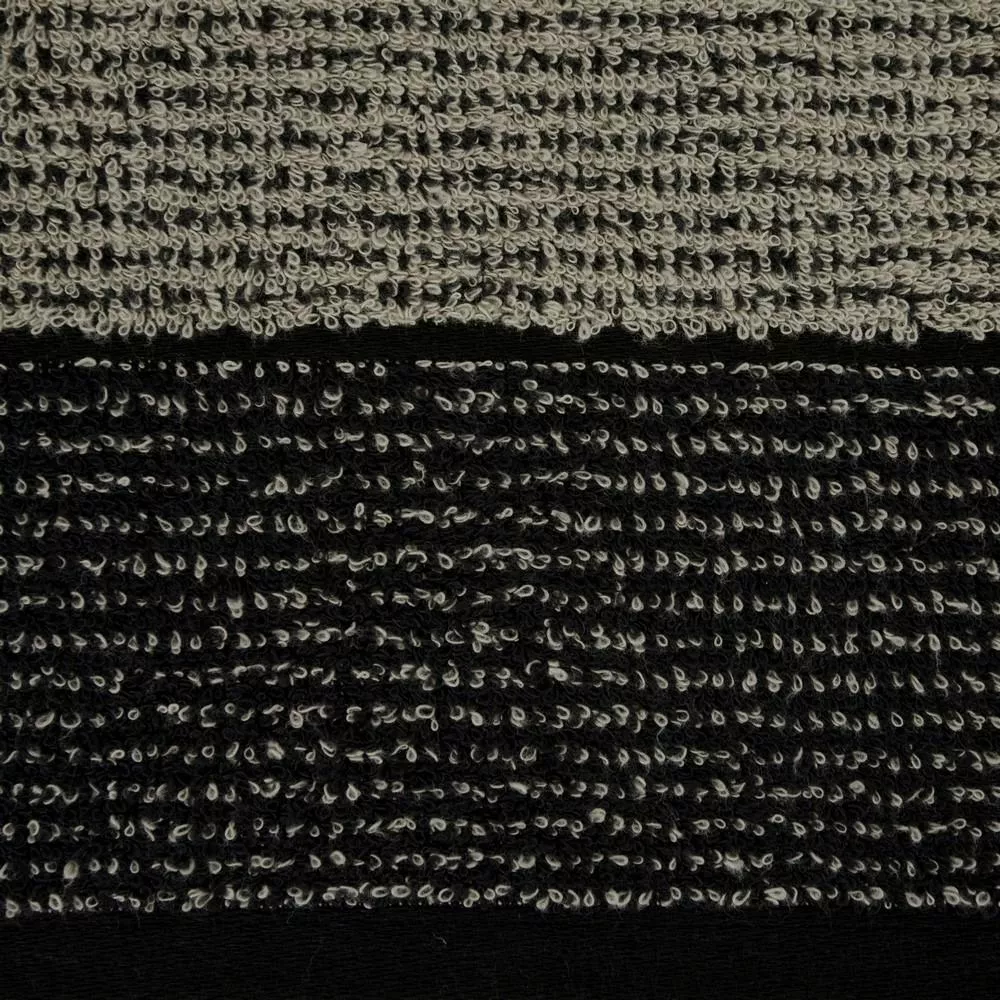 Ręcznik Leon 70x140  czarny grafitowy z żakardowym wzorem w paski frotte 500g/m2 Eurofirany