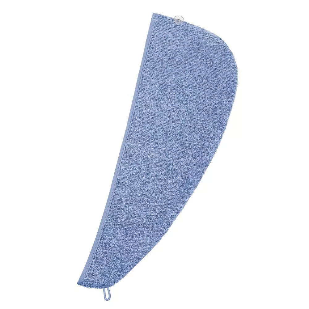 Turban do włosów Button niebieski kąpielowy ręcznik frotte