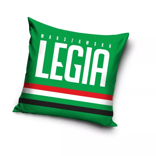 Poszewka z mikrofibry 40x40 3D Legia Warszawa 7634 Logo paski zielona LW173014