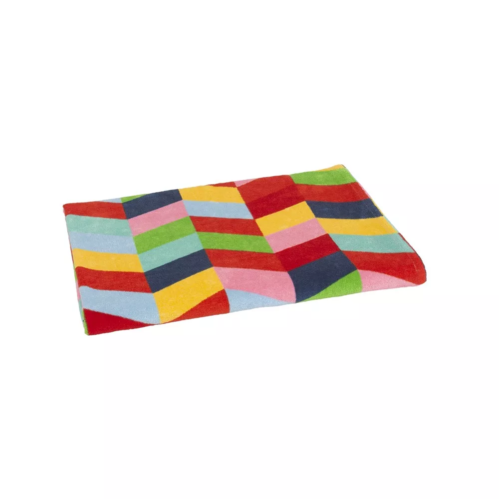 Ręcznik plażowy 90x170 Multimix kolorowy geometryczny ZB-7808W drukowany welurowy 320g/m2 Clarysse