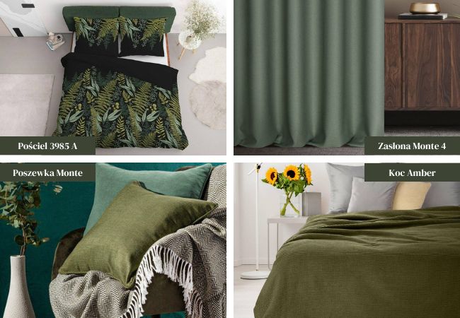 Jesienne aranżacje sypialni w kolorze zgaszonej zieleni